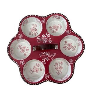 Temptations By Tara Red Floral Lace Cupcake Carrier Bakeware